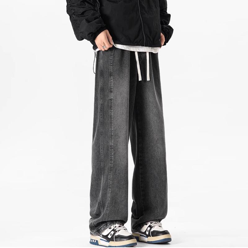 Thin Men's Straight Jeans Vintage Fashion Wide Cargo Baggy Casual Male Denim Trousers Streetwear Wide Jeans Men's pants