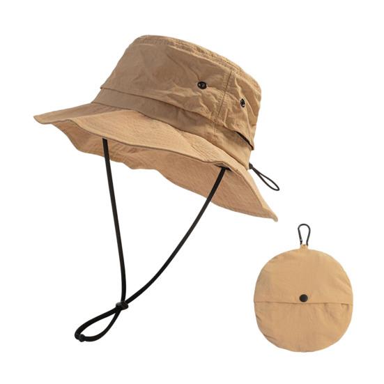 Bucket Hat Foldable Quick-Dry Breathable Mesh Fisherman Hat with Wide Brim Adjustable Windproof Rope Sun Protection Hat
