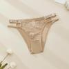 European & American Sexy Lace Thong: Floral Hollow Waistband, Rhinestone Adornment, Pure Cotton Crotch, Comfortable, Breathable Design.