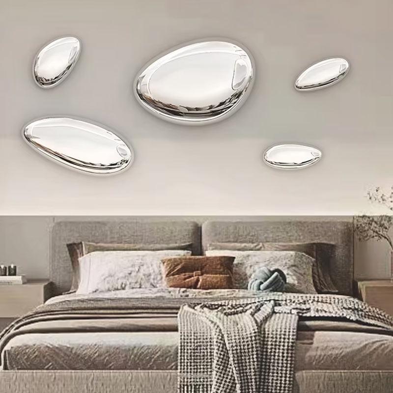 Modern Hotel Light Luxury Pendant Imitation Stainless Steel Goose Egg Stone Wall Decor Creative Water Drop Wall Decor Pendant