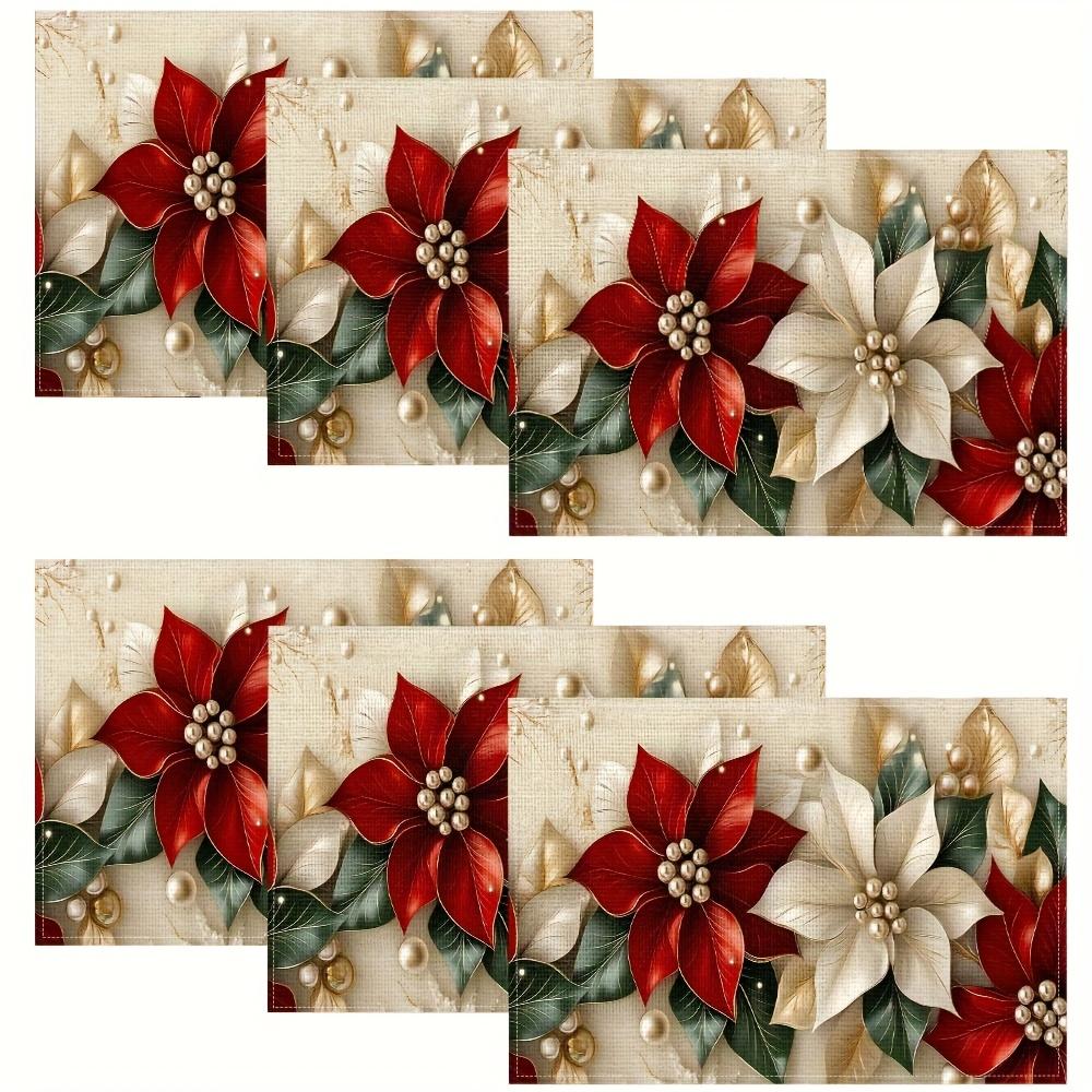 4/6/8pcs Set, New Premium Modern Placemats - Elegant Christmas Theme Linen Series, Suitable for Dining Tables, Coffee Tables, Family Meals, Camping Pi