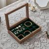 Glass Jewelry Display Box Bracelet Earrings Storage Boxes Household Jewellery Organizer Case Flannel Trinket Protect Cases
