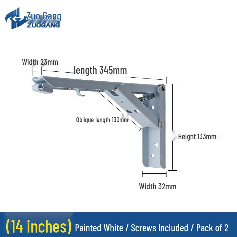Stainless Steel Folding Triangle Bracket Wall Shelf Spring Rack F-Type Support.