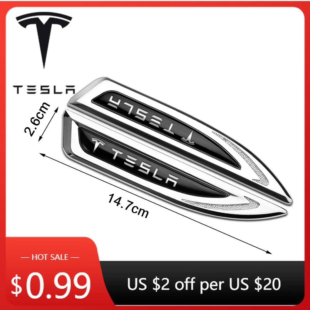 Car Sticker Tesla 2pcs Car Tesla logo Badge Emblem Side Fender Body Decoration Sticker For Tesla Model 3 S Y Coil WYE K80 Roadst marrone