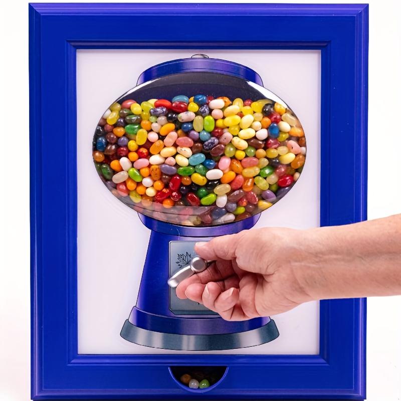 1pc Modern Square Plastic Candy Dispenser Gumball Machine in Frame Manual Operation, No Batteries Needed, Wall Mountable or Tabletop for Candies