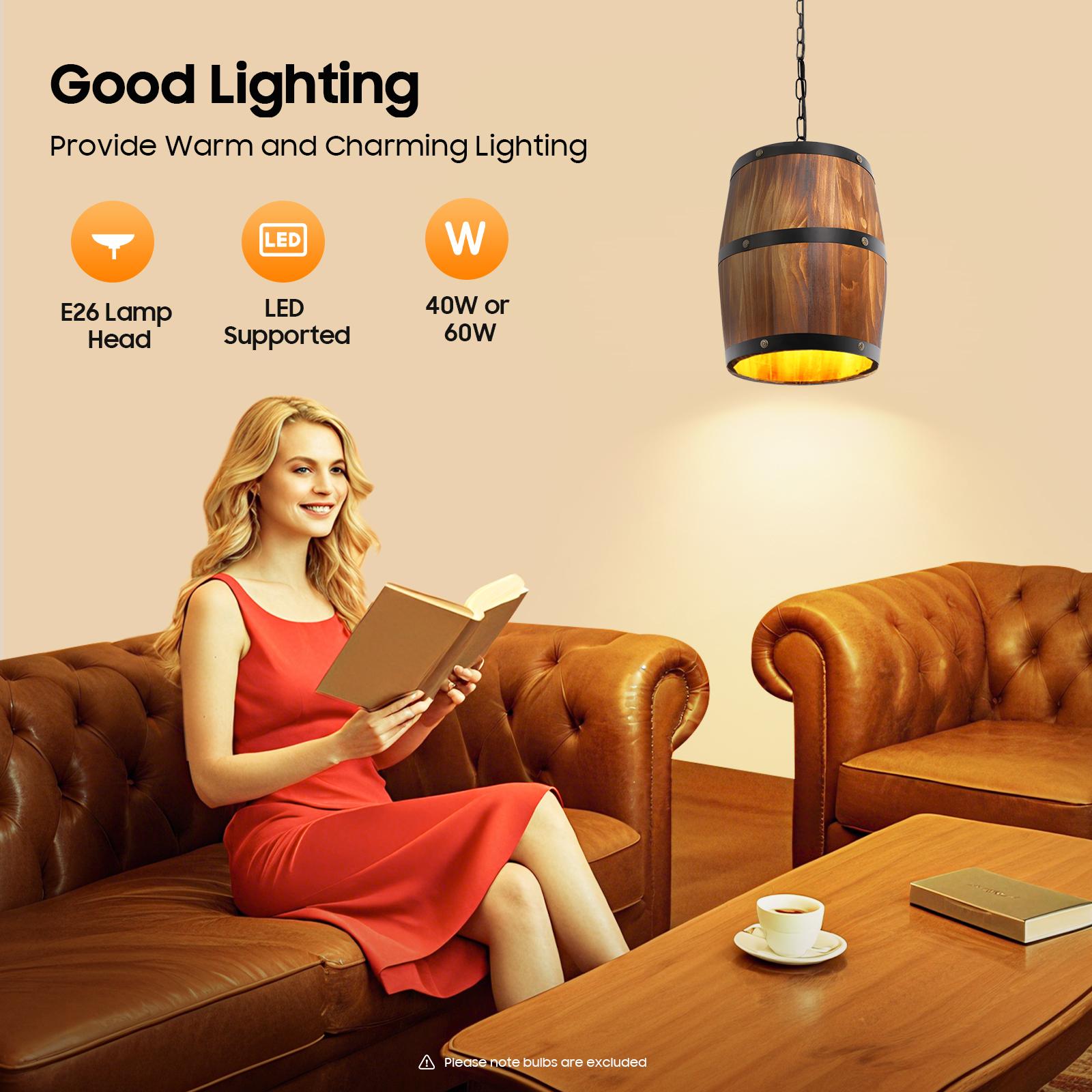 

Retro Wooden Hanging Lamp with Wine Barrels, Industrial Ceiling Lamp, Restaurant Cellar Corridor Cafe Chandelier Barrel Light UNITED KINGDOM