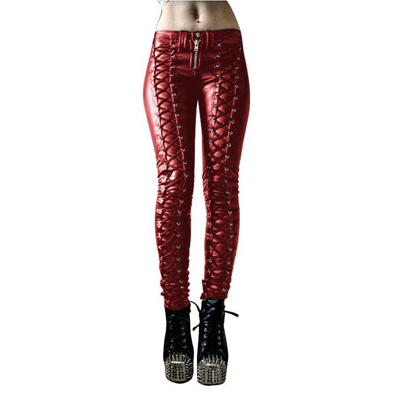

Pants Trousers Skinny Button Women Steampunk Cosplay Carnival Party Trousers XXL червоний