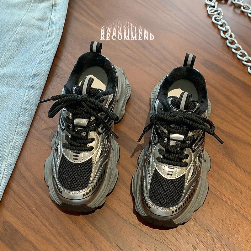 Daddy shoes women's 2 new autumn black shoes versatile muffin thick-soled heightening casual sports shoes