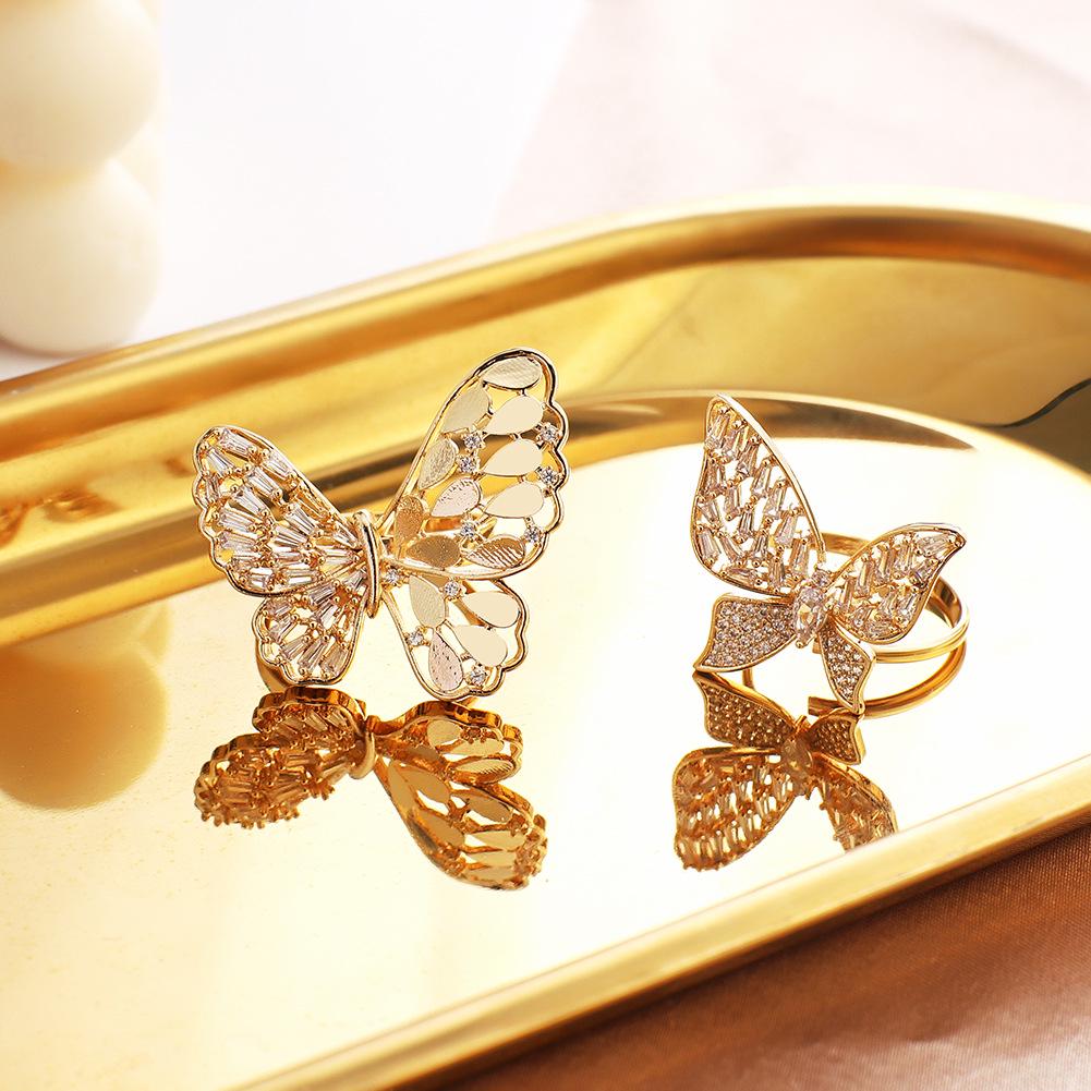 

Korean Style Zircon Butterfly Openable Ring for Women