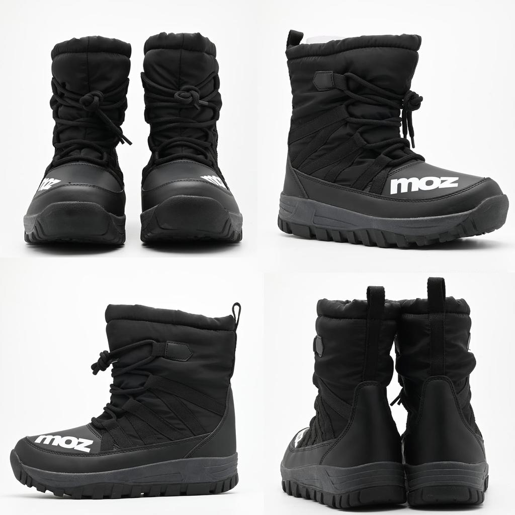 Mozu Winter Snow Padded with Fleece Size Size L Men's Mid-Length Boots, Waterproof, Non-Slip, Water-Repellent, Lining, Black, 5686, (5686,BLK,L)