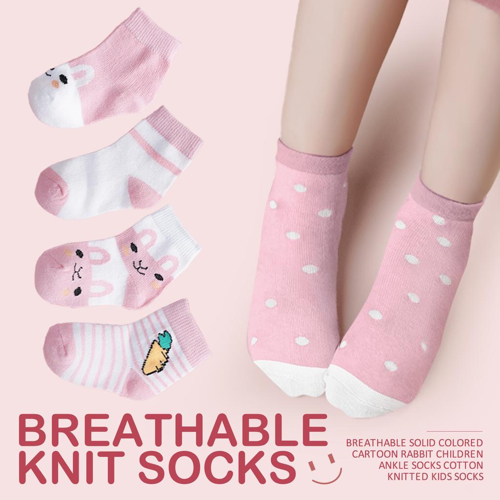 5 Paare Cartoon Baby Socken Niedlicher Hasenprint Baumwolle Neugeborene Kinder Socken Mädchen Kind Weich Gestrickt Kleinkind Schlafsocken 0-8 Jahre
