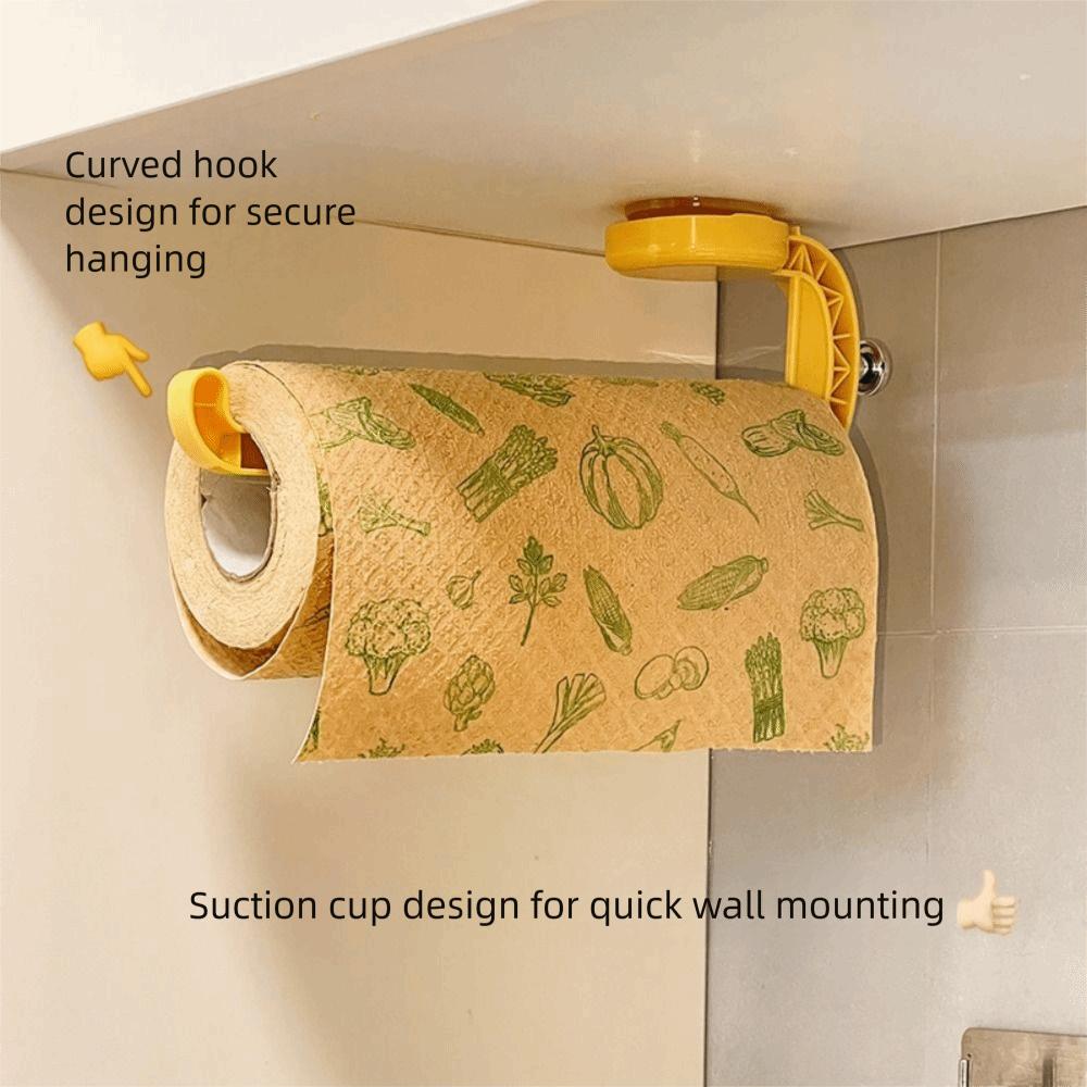 Wall Mounted Kitchen Paper Holder Suction Cup Towel Rack Toilet Roll Holder  Under Cabinet