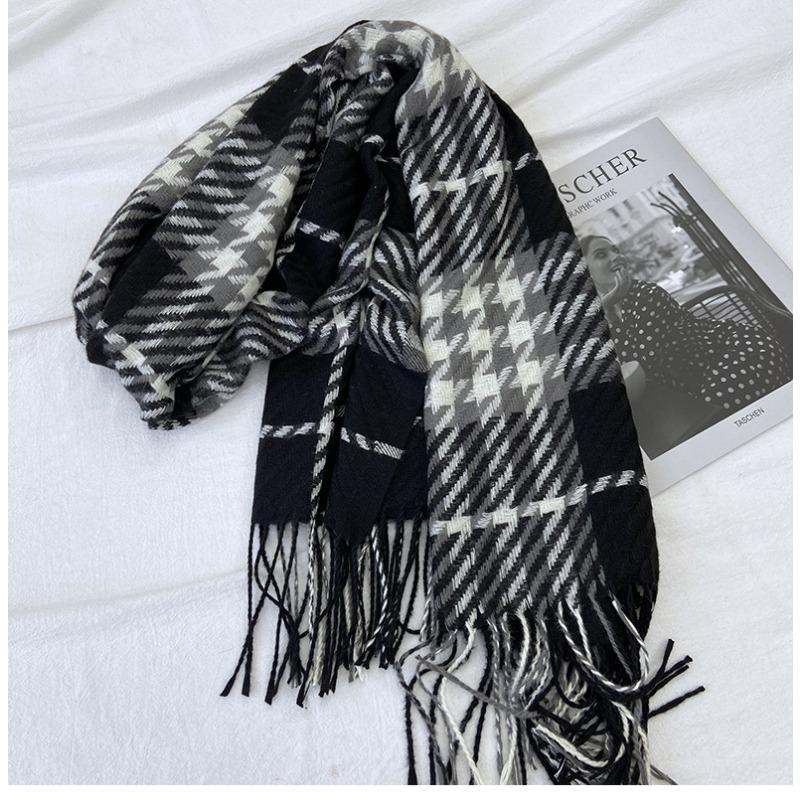 Scarf Women's New Tassel Autumn and Winter Imitation Cashmere Shawl Thickened Warm Student Scarf