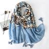 90*180CM New Fashion Printed Soft Linen Cotton Scarf Shawls Abstract Floral Tassel Viscose Scarves Lady High Quality Long Hijab