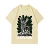 Men's 100% Cotton Short Sleeve Crew Neck T-shirt, Retro Karelia Deer Pine Nature Printed Casual Daily Comfortable Lightweight Tee for Outdoor Lover