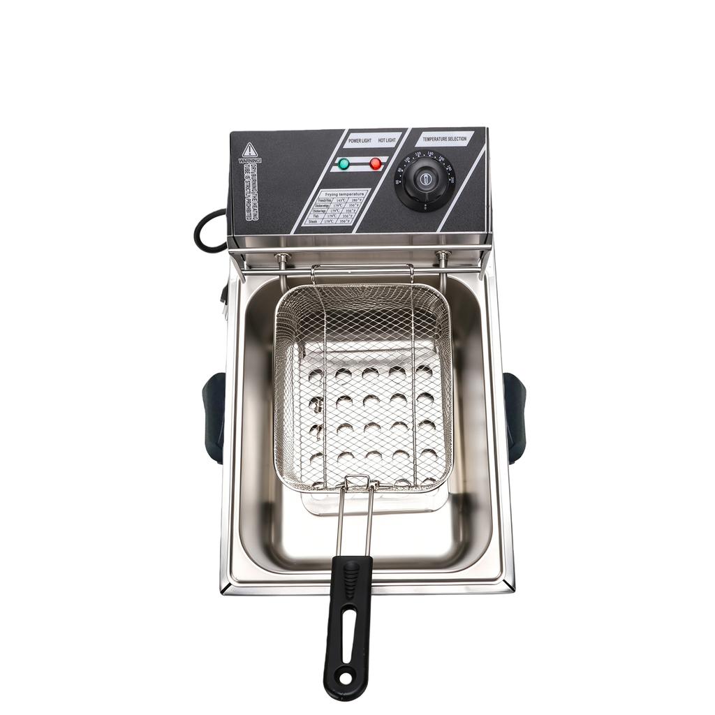 1700W Electric Deep Fryer 6L Single Pot with Removable Oil Basket Stainless Steel Fryer Adjustable Thermostat