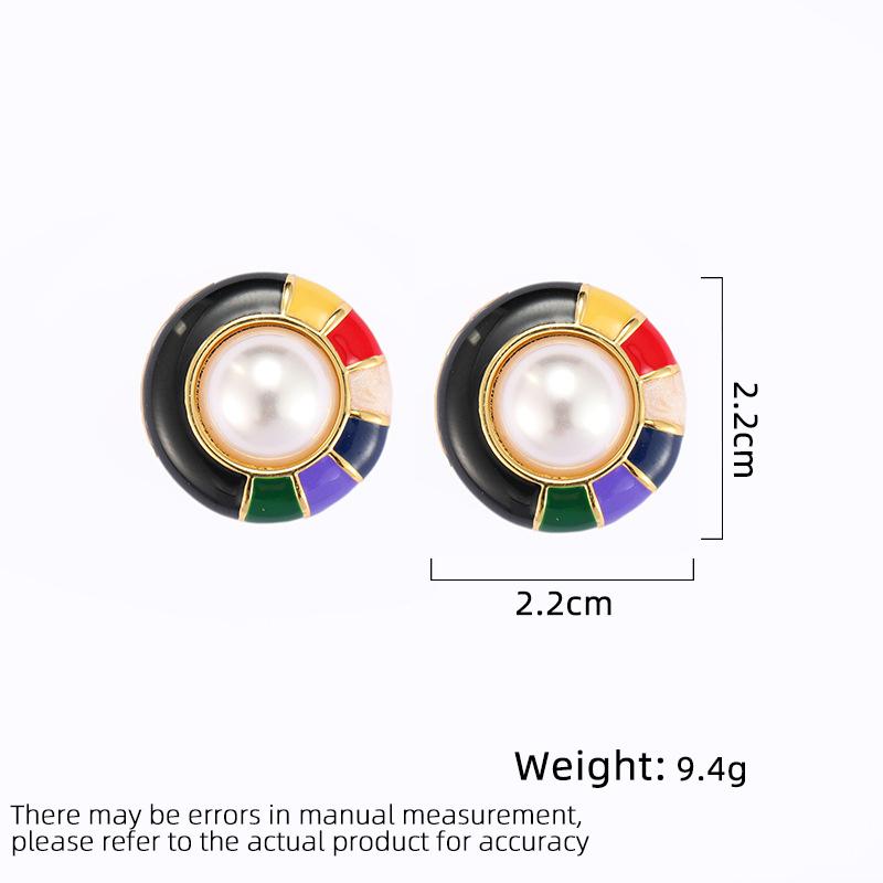 Women's Light Luxury Design Elegant Enamel Imitation Pearl Earrings Fashionable And Versatile Niche Design Earrings