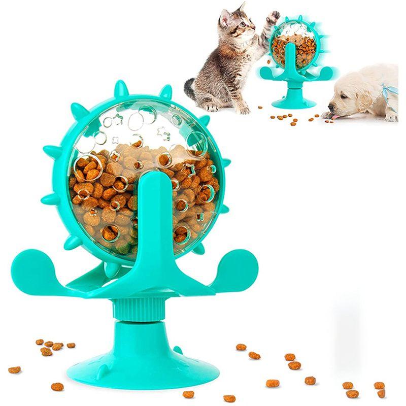 M-Modern-Dog Puzzle Interactive Cat Slow Feeder Windmill Treat Dispensing Dog With Powerful Suction Cup Pet Treat