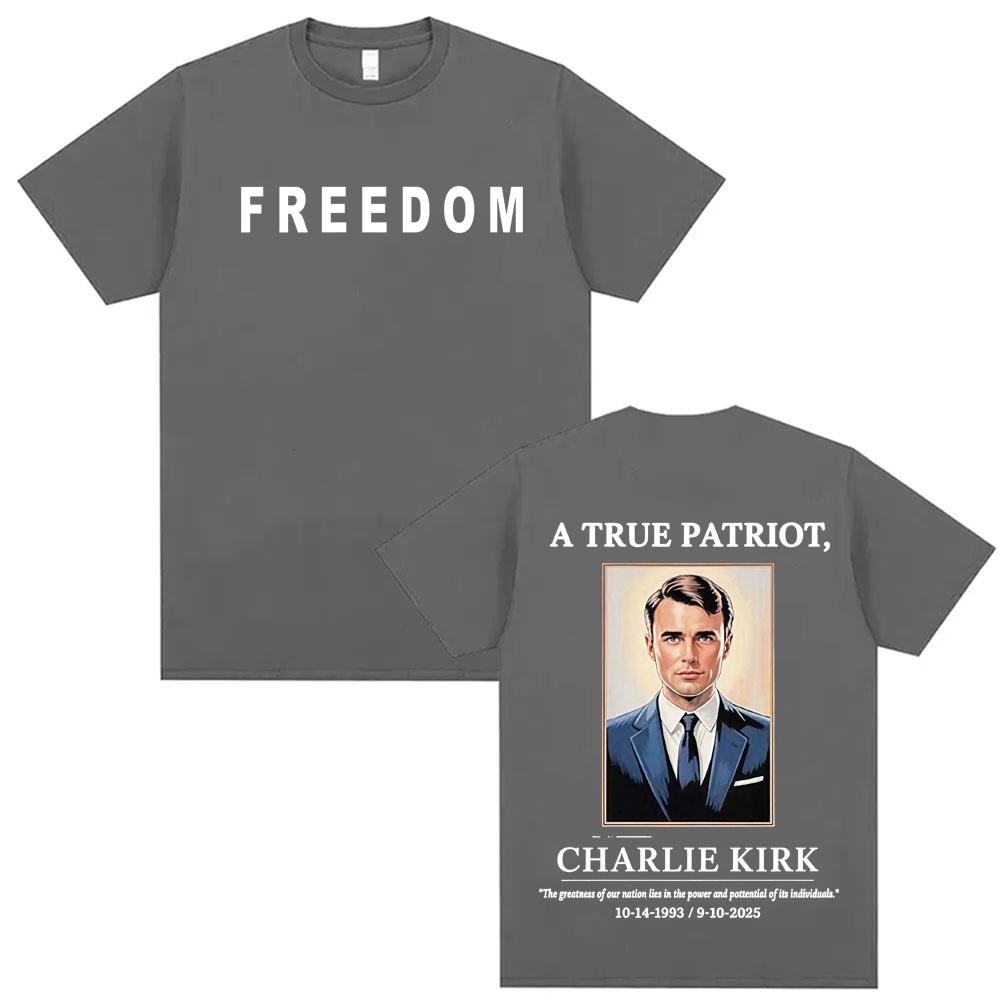Charlie Kirk A True Patriot Vintage T-shirts Men Women Harajuku Classic Short Sleeve T Shirt Summer Fashion Comfort T-shirt Tops