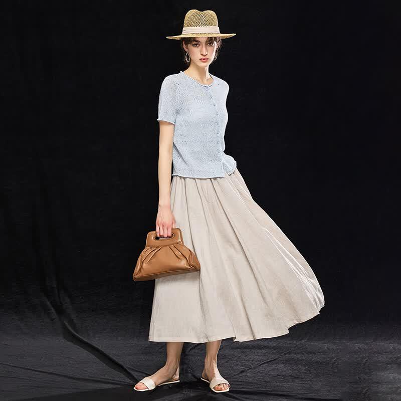Wudao Natural Washi & Linen Blend Breathable Knit T-shirt