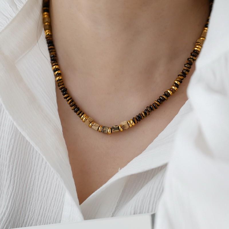 

Вінтажне геометричне намисто-підвіска з тигрового ока - Нішевий дизайн для жінок