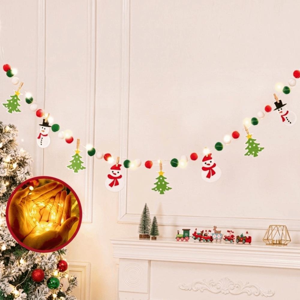 Cartoon Christmas Luminous Banner Santa Claus LED Light String Xmas Wall Ornaments Room Background