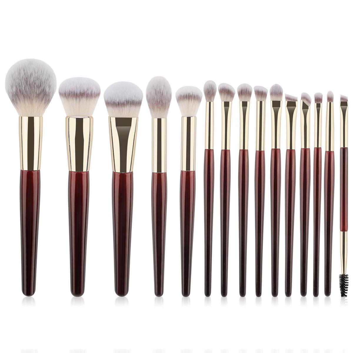Professional Fan Concealer Brushes High Quality Private Label Cosmetic Collection Luxury Burgundy Glitter Makeup Brushes Set