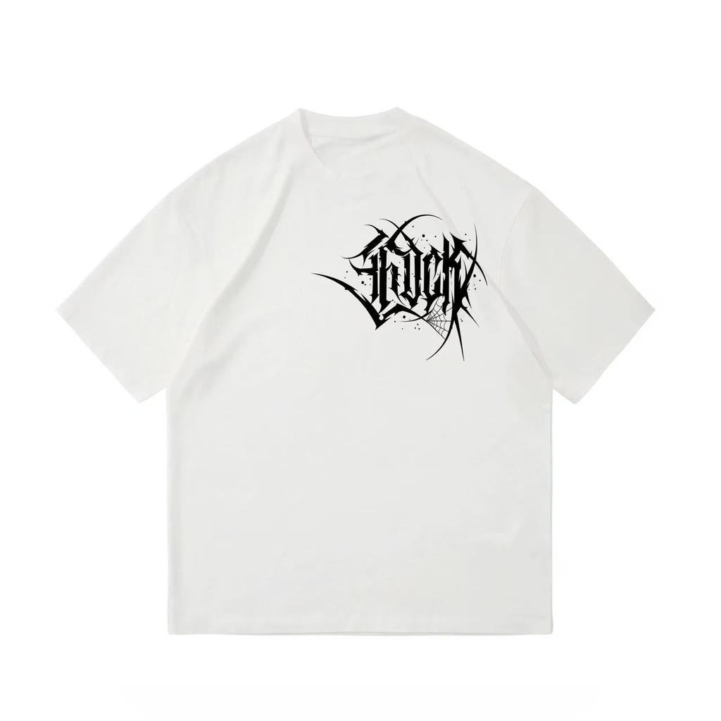 Loose T-shirt Chicano Dark Flower Font West Coast Printed High Street Short Sleeve American Cotton Trendy Outfits