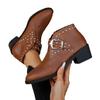 Women's Studded Buckle Ankle Boots Trendy Casual Martin Boots