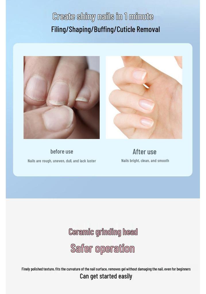 Electric Nail Grinder for Manicure & Pedicure – Portable Pen-Style Cuticle and Thick Nail Remover