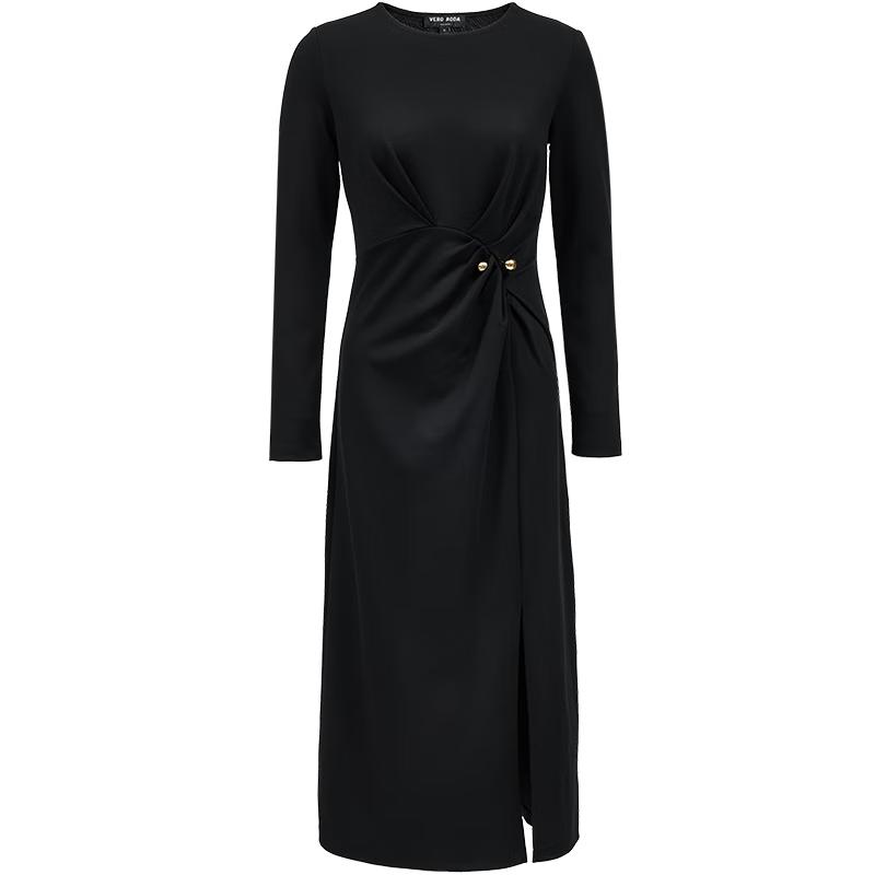 

VEROMODA Women s 2025 Autumn Modal Blend Pleated Slit Midi Dress L