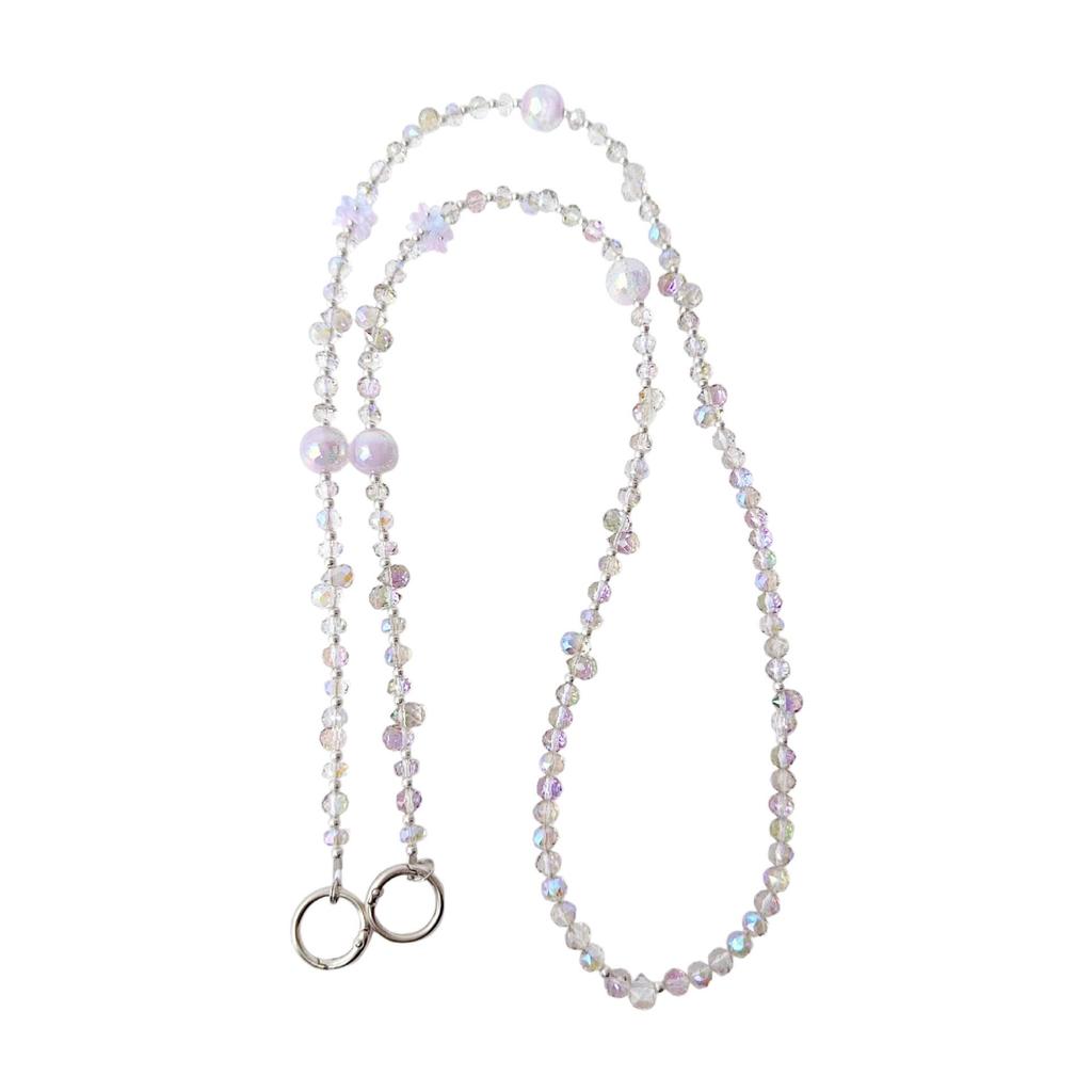 Crystal Bead Flower Phone Charm & Versatile Anti-Loss Crossbody Chain Keychain