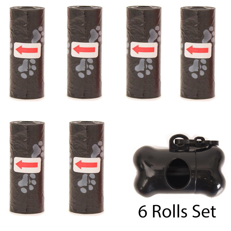 Pet Poop Bags Disposable Dog Waste Bags Bulk Poop Bags with Leash Clip and Bone Bag Dispenser 5 Rolls of 75 Pcs Bags