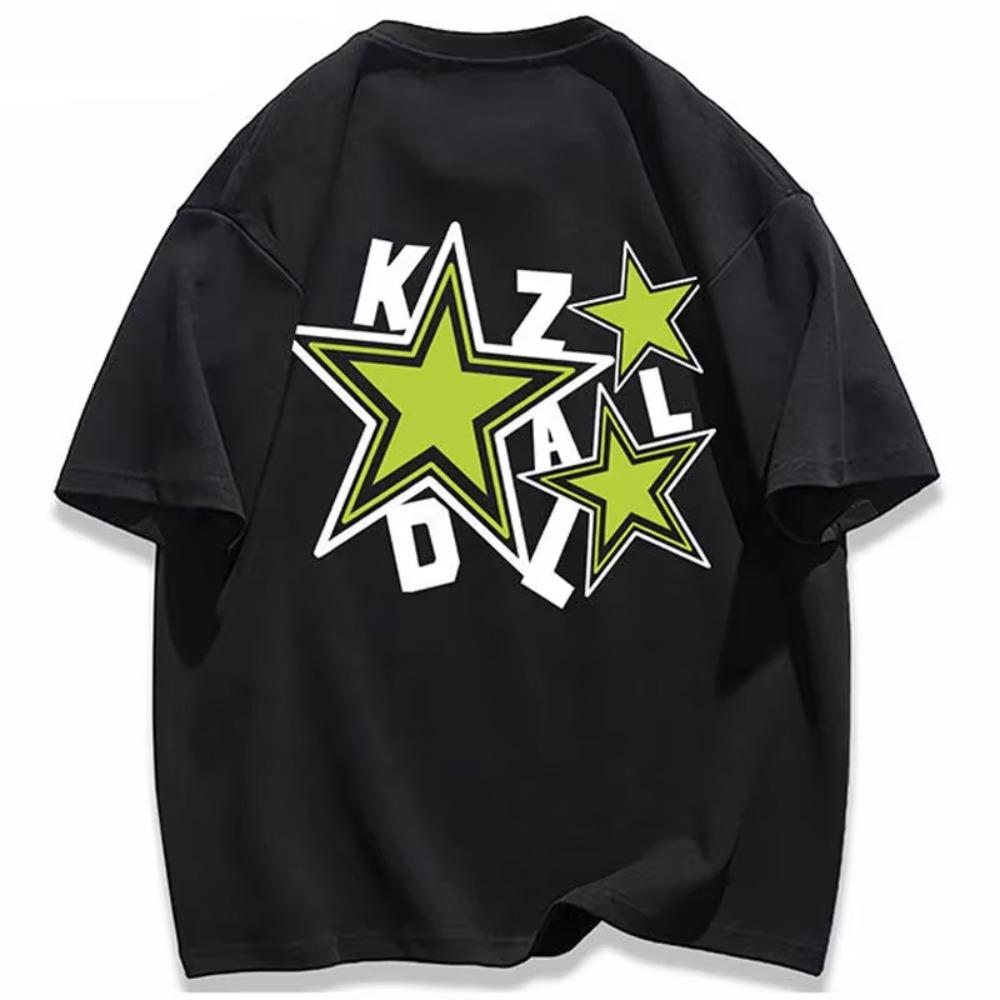100% Cotton Star Print T Shirt Short Sleeve Tee Korea Style Hip Hop Streetwear Y2k Summer Women's T-Shirt Oversized Loose Tops