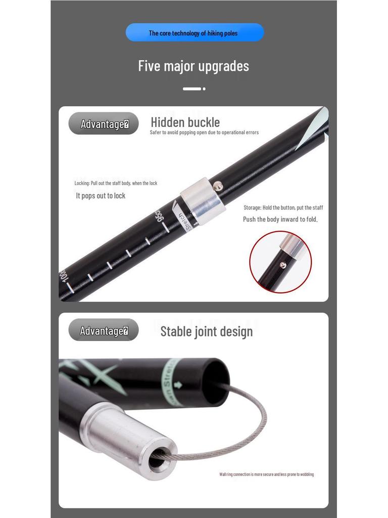 Ultralight Folding Aluminum Trekking Pole for Outdoor Hiking and Camping