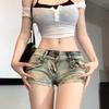 Low Waist Hip Lift Slim Denim Rivet Shorts for Women