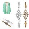 Women Vintage Hollow Floral Cardigan Collar Clip Dress Shawl Cinch Clasp Pin
