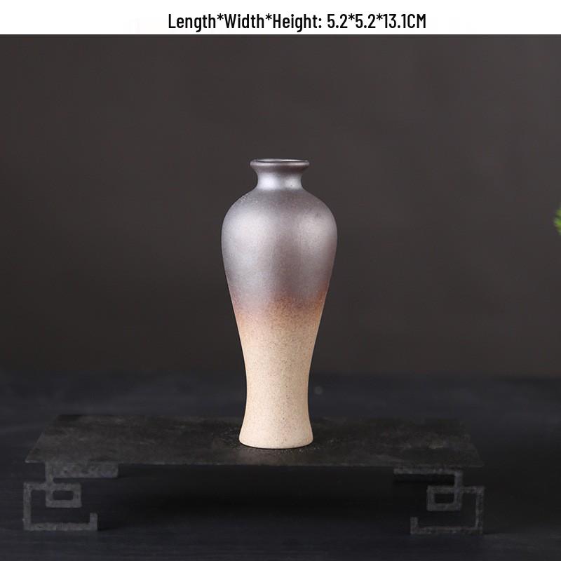 Zen Retro Ceramic Vase: Simple Antique Pottery for Dried Flowers, Small Table Ornament, or Hydroponic Plant Container for Living Room.