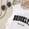 New Girls' Summer Sleeveless Letter Print T-Shirt + American Style Cargo Pants 2-Piece Sets