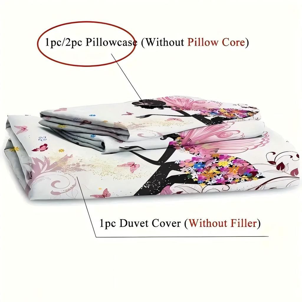 Butterfly Fairy 3D Printed Quilt Cover Sets Cute Elegant Gorgeous Simple Duvet Cover Pillowcases Soft Home Textiles Bedding Set