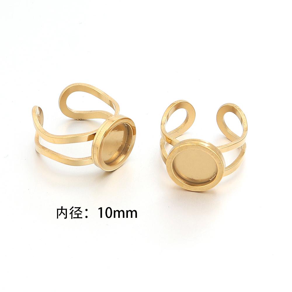 2pcs Thickened Stainless Steel Adjustable Ring Settings Blank Base Fit Round Cabochons Ring Bezels Ring Base For Jewelry Making