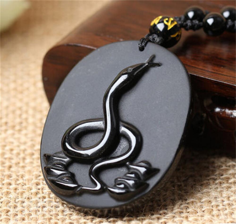 Naturalny Czarny Obsydian Rzeźbiony Chiński Starożytny Dwanaście Zwierząt Zodiaku Szczęśliwy Amulet Wisiorek Koraliki Naszyjnik Modny Prezent Biżuteria