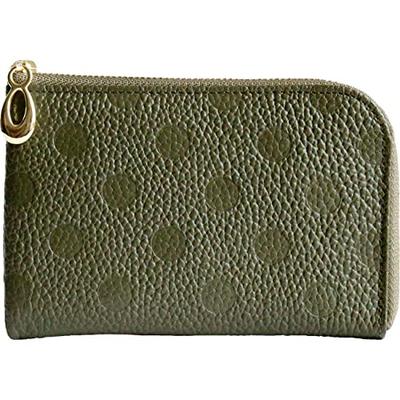 Mini carteira com zíper para feito em polca com cartão externo fácil de usar sem dinheiro minimalista [Brave] [Couro Himeji] Mulheres em forma de L, Japão, pontos, pontos,