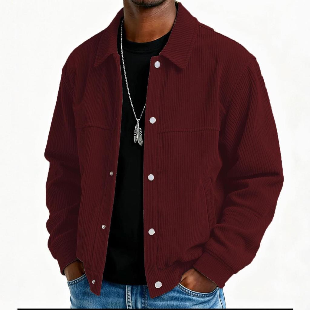 Herbst 2025 Herren Einfarbige Freizeitjacke - Schlichter Stil, Langarm, Knöpfe, Europäische & Amerikanische Mode.