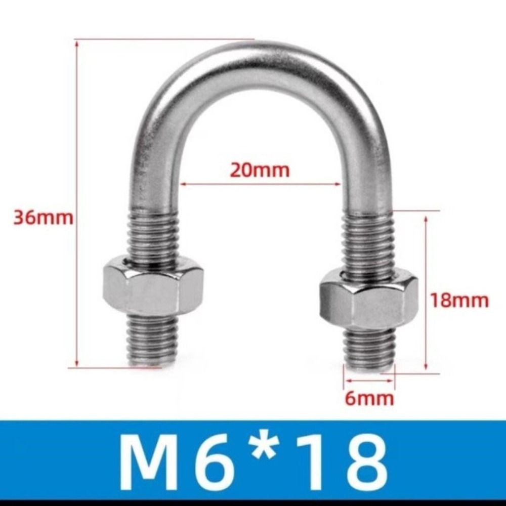 5 buc șuruburi în U din oțel inoxidabil Dimensiune standard de înaltă rezistență pentru țeavă în formă de U Cataramă de fixare în formă de U M6 anti-coroziune