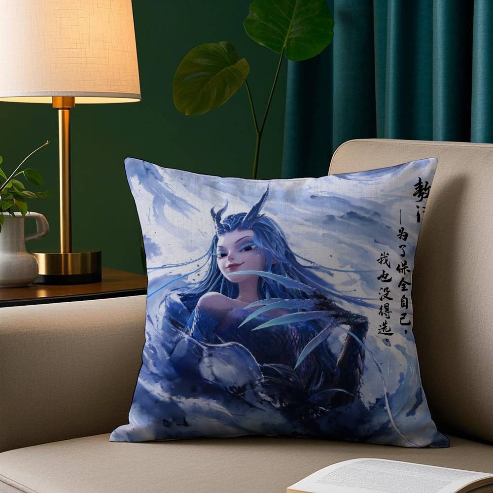 

Anime Nezha Demon Pillow Case Plush Fabric Soft Pillowcase Double Sided Print Sofa Cushion Cover Throw 12x12Inch