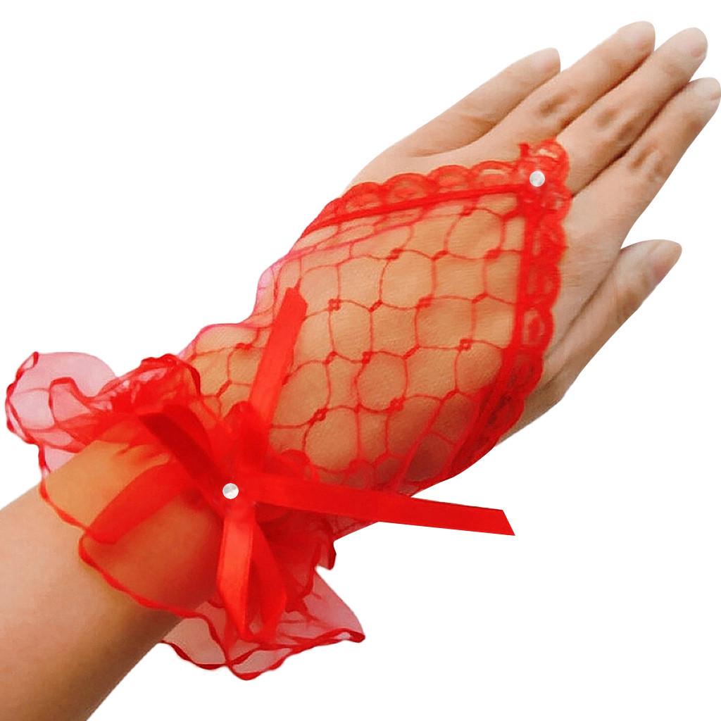 Yummy Bee Lace hansker Fingerless Fancy Dress Hønefest kvinner Bryllup Kort Prom