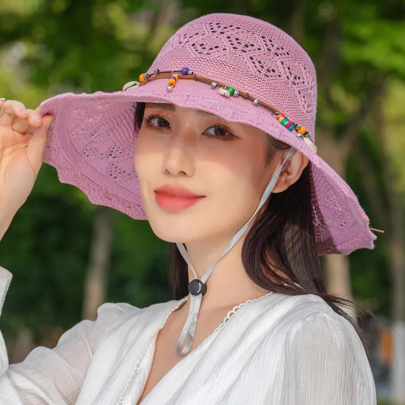 WTEMPO Foldable Cotton Hemp Bucket Hats Women Summer Washable Versatile Sun Hats Outdoor Sunshade Sunscreen Beach Hats