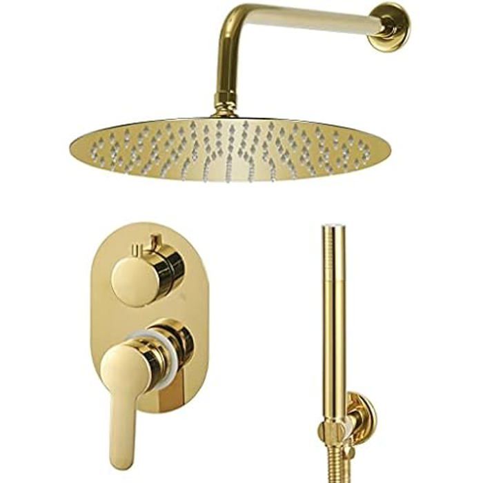 Panneau de douche - VIDAXL - Système de douche - Acier inoxydable 201 - Design doré - Douchette à main
