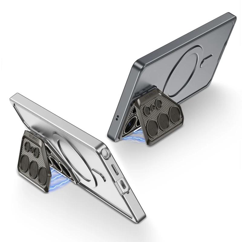 Lens Protection Bracket Magnetic Wireless Charging Phone Case for Samsung Galaxy S25 Ultra Hard Shell Protective Cover